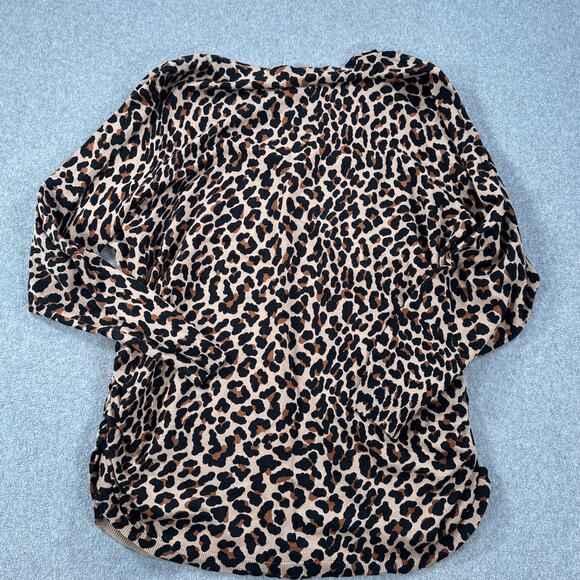 Lane Bryant Leopard Print Ruched Side Sweater Top Size 26/28 V-Neck Brown Black - Picture 9 of 9